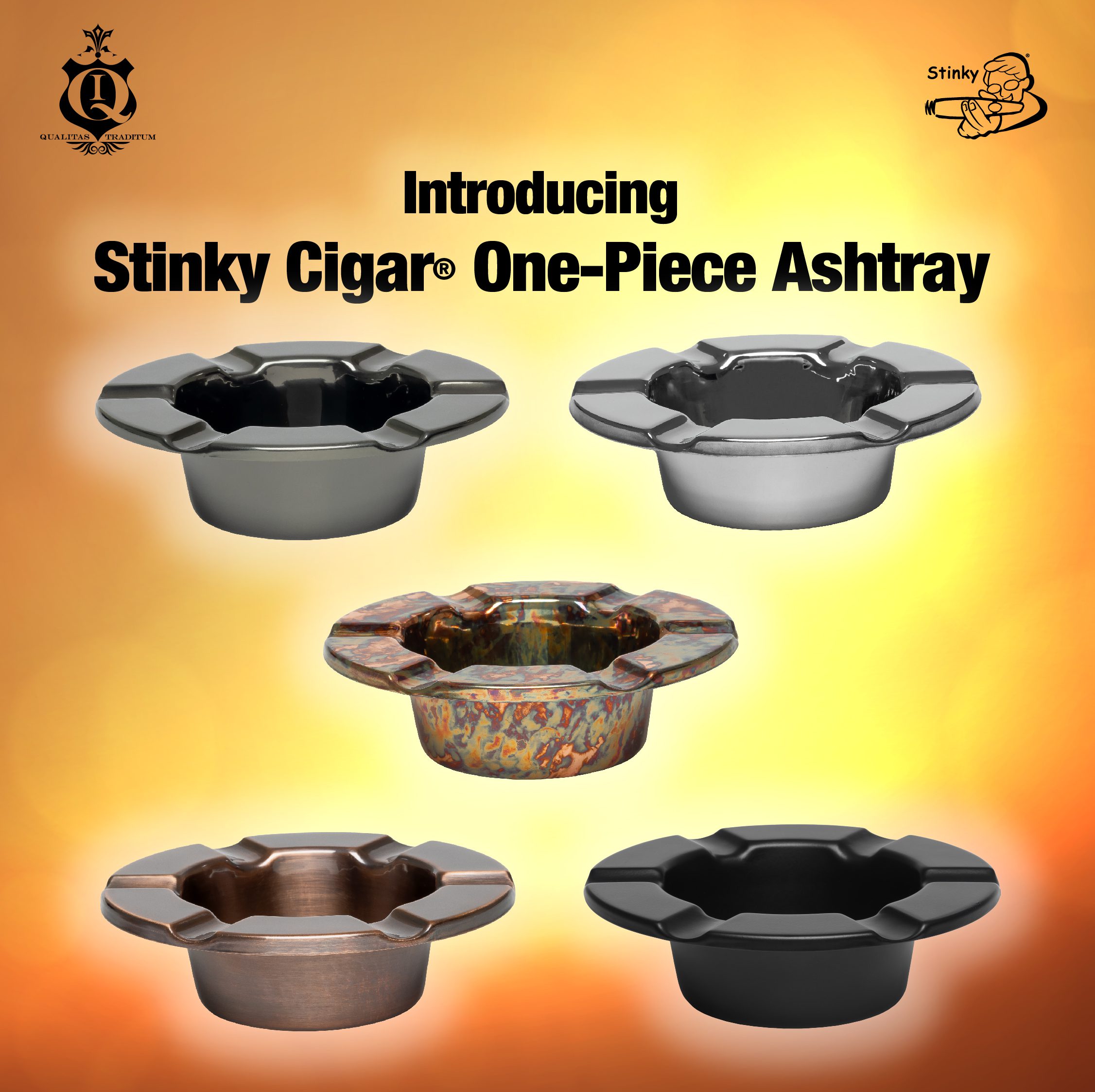 Stinky Cigar One Piece Ashtray in five different colors